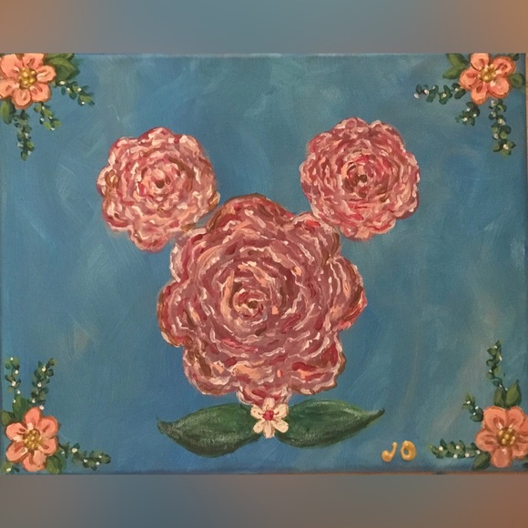 Handmade Other - Hidden Mickey Floral Painting